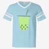 V-Neck Jersey with Striped Sleeves Thumbnail
