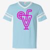 V-Neck Jersey with Striped Sleeves Thumbnail